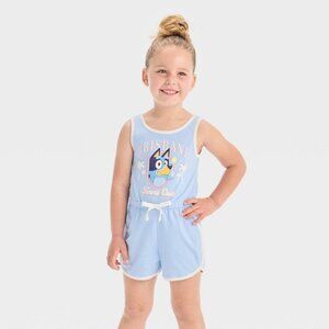 NWT Toddler Girls' Bluey Romper - Blue 4T